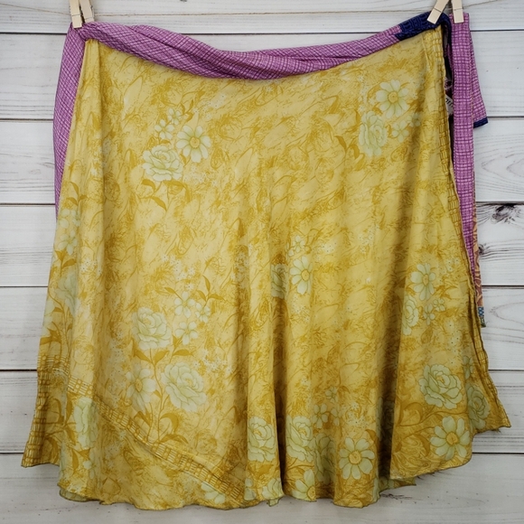 Darn Good Yarn Sari Silk Wrap Skirt Ankle XL/Plus - Picture 4 of 16